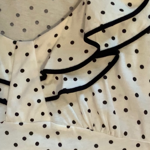Elle summer polka dot top Ruffle neck Sleeveless Size L - Picture 2 of 4